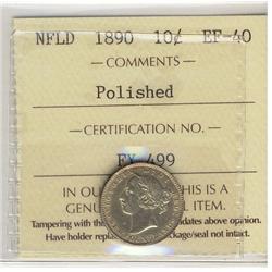Nfld 1890 10¢ ICCS EF40.  Designated as Polished.