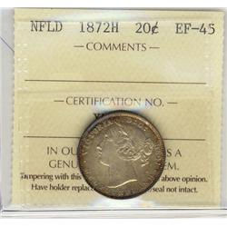 Nfld 1872H 20¢ ICCS EF45.