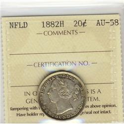 Nfld 1882H 20¢ ICCS AU58. An appealing example.