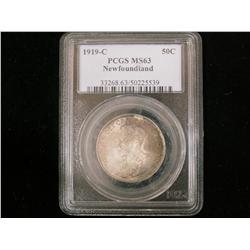 Nfld 1919c 50¢ PCGS MS-63, lightly toned. A scarce date.