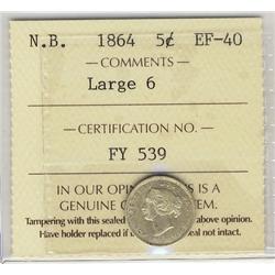 N.B. 1864 5¢ Large 6 ICCS EF40.