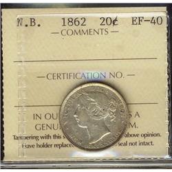 N.B. 1862 20¢ N.B. ICCS EF40.