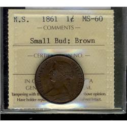 N.S. 1861 1¢ Small Bud ICCS MS60BN