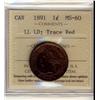 Image 1 : 1891 1¢ LL LD, Trace Red ICCS MS60.
