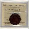 Image 1 : 1891 1¢ LL SD Obv 3, ICCS EF40.