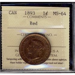 1893 1¢ ICCS MS64RD.