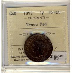 1897  1¢ ICCS MS60 Trace Red