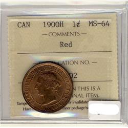 1900H 1¢ ICCS MS64RD.  Fully lustered example.