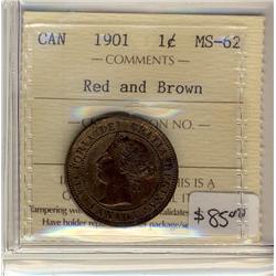 1901   1¢  ICCS MS62 RB