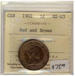 1902  1¢ ICCS MS63 RB