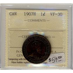 1907H 1¢  ICCS VF30