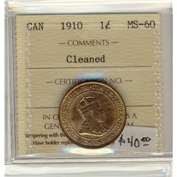 1910 1¢  ICCS MS60 Cln 