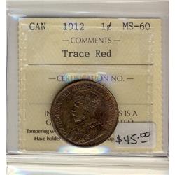 1912  1¢ ICCS MS60 Trace Red