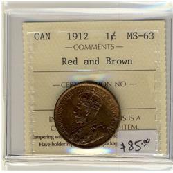 1912 1¢ ICCS MS63 RB