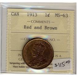 1913  1¢  ICCS MS63 RB 