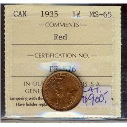 1935 1¢ ICCS MS65RD.