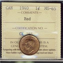 1940 1¢ ICCS MS65RD.