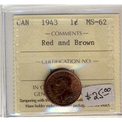 1943 1¢ ICCS MS62 RB