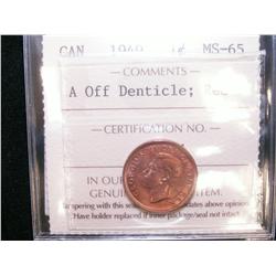 1¢ 1949 A Off Dent ICCS MS65RD.  Full red example.