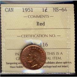 1951 1¢ ICCS MS64 Red