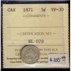 1871 5c ICCS VF30