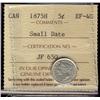 Image 1 : 1875H 5¢ Small Date ICCS EF40.