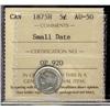 Image 1 : 1875H 5¢ Small Date ICCS AU 50.  Brilliant. Scarce