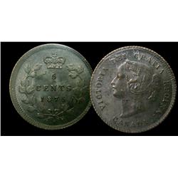 1875H Small date 5¢ ICCS MS63. Lovely blueish tones over ful
