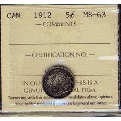 1912 5¢ ICCS MS63.