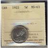 Image 1 : 1922  5¢ ICCS MS63