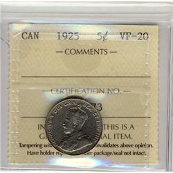 1925 5¢ ICCS VF20.