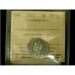 5¢ 1925 ICCS VF30. A nice key date example.