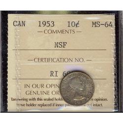 1953 10¢ NSF ICCS MS64.