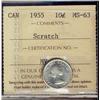 Image 1 : 1955 10¢ ICCS MS63, Scratch.