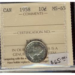 1958 10¢ ICCS MS65