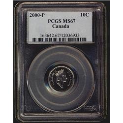 2000P 10¢ PCGS MS67. Scarce in such high grade