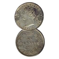 1858 20¢.  VF30 with planchet flaw.