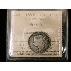 1880H " Wide O"  25¢  ICCS F12.  Light toning.  Key date.