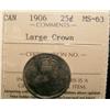 Image 1 : 1906 25¢ ICCS MS63.