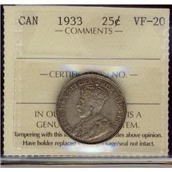 1933 25¢ ICCS VF20.