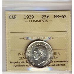 1939 25¢ ICCS MS63