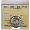 Image 1 : 1939 25¢ ICCS MS63