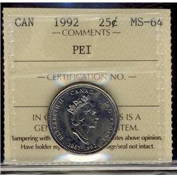 1992 25¢ PEI ICCS MS64.
