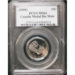2000 "Map Mule error" 25¢ PCGS MS64, brilliant with reflecti