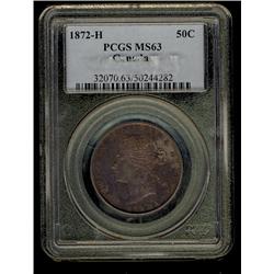 50 Cents 1872H, graded PCGS MS-63. Superb Mintstate Victoria