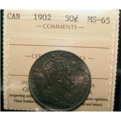 1902 50¢ ICCS MS65.  Amazing example with great lustre and g