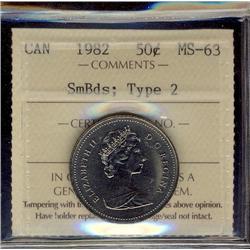 1982 50¢ SmBds Type 2 ICCS MS63.