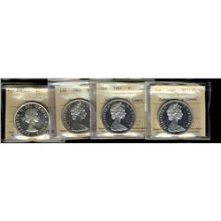 1961 & 1965 $1.  Lot of four ICCS Proof like coins. Includes