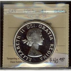 1963 $1 ICCS PL64 Heavy Cameo