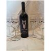 Image 1 : Set of 4 Pathfinder Wine Glasses & Bottle of Dark Horse Merlot Wine